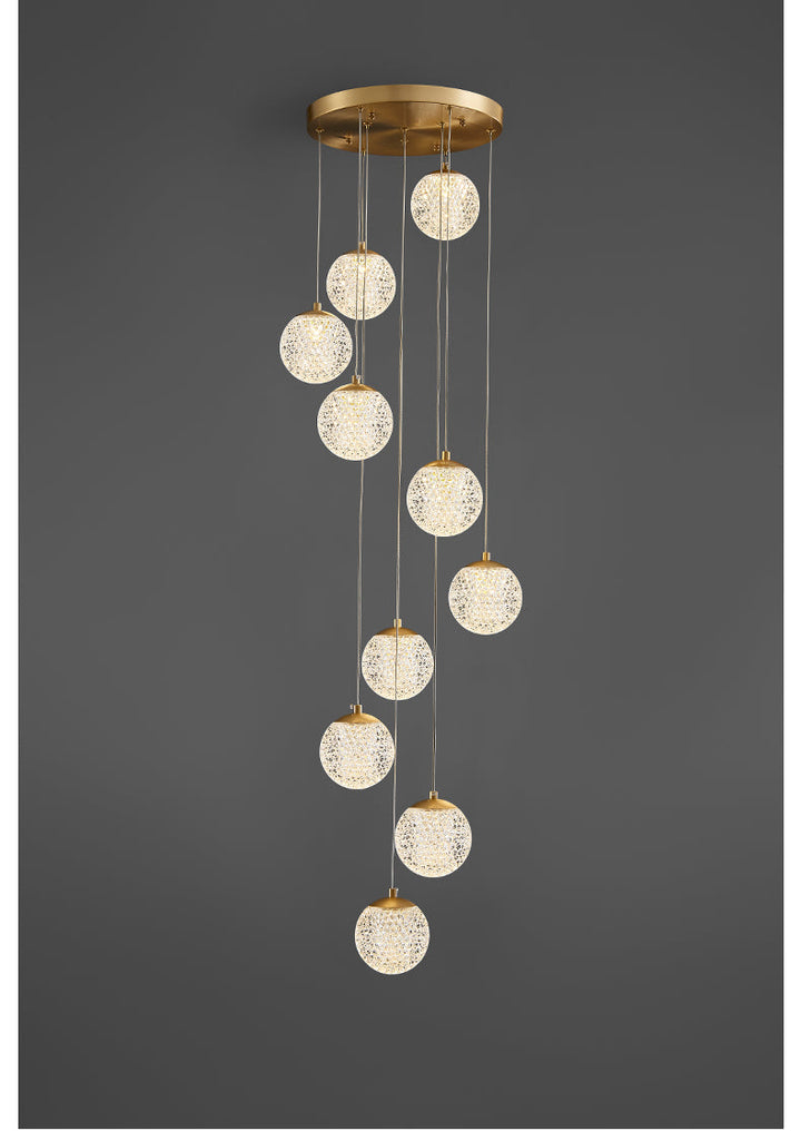 Large Sparkling Led Globes Chandelier For Floating Stair and Lobby Decor