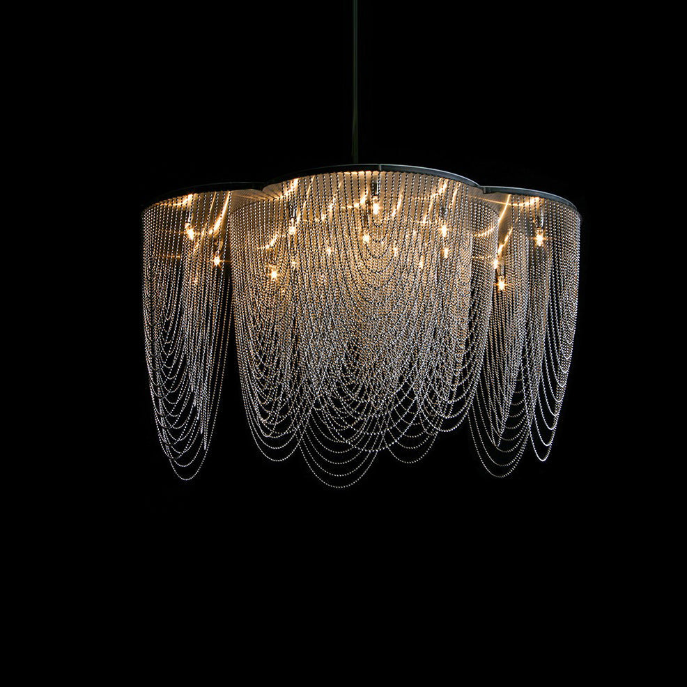 Modern Creative Aluminum Chain Tassel Flower Chandelier