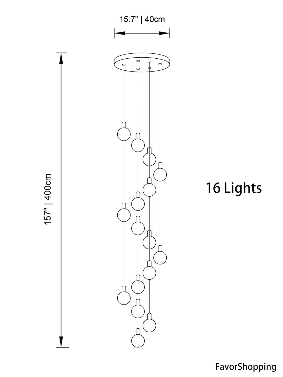 Multi Gold Glass Bubbles Staircase Chandelier