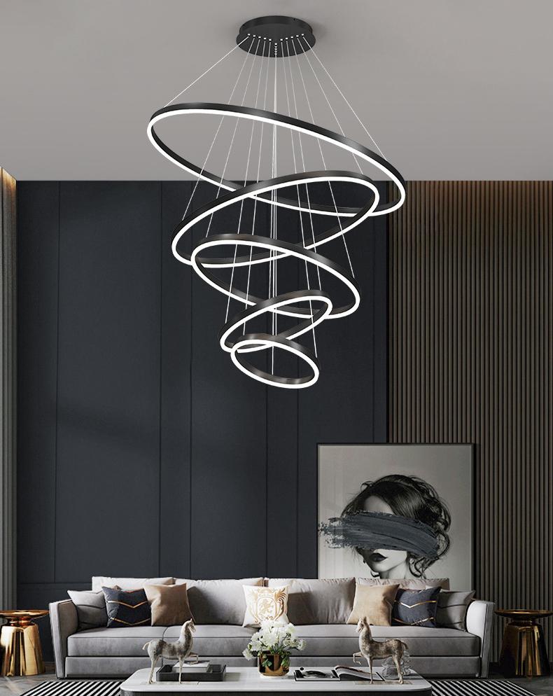 Circle Linear Modern Lighting Fixture for Living Room and High Ceiling Foyer