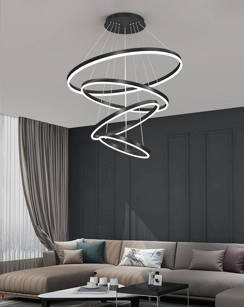 Circle Linear Modern Lighting Fixture for Living Room and High Ceiling Foyer