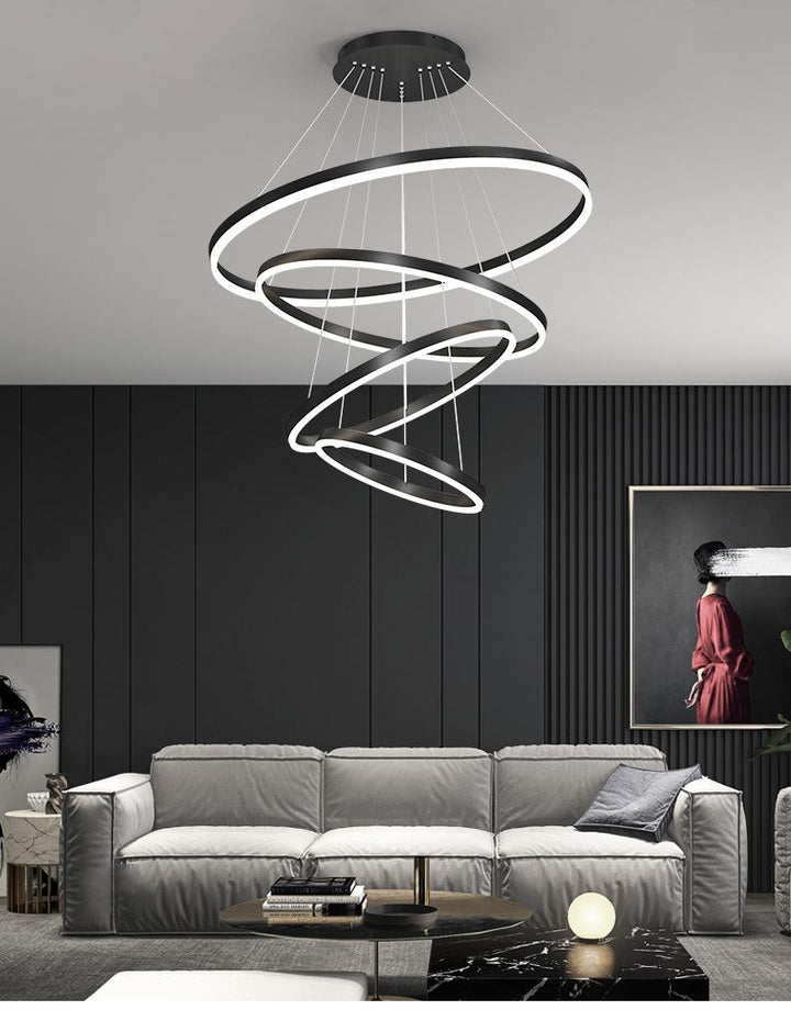 Circle Linear Modern Lighting Fixture for Living Room and High Ceiling Foyer