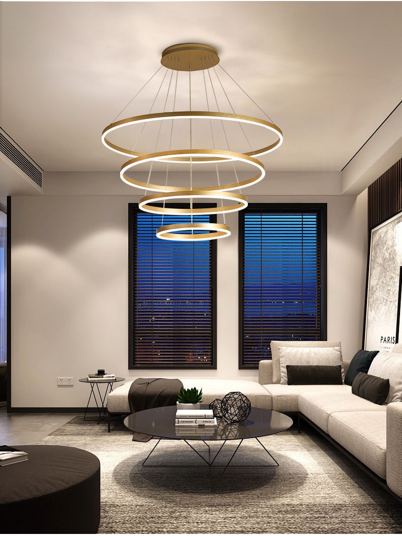 Circle Linear Modern Lighting Fixture for Living Room and High Ceiling Foyer