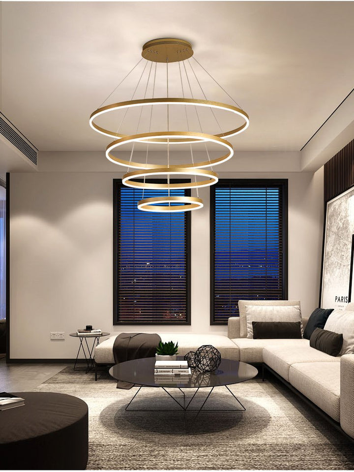 Circle Linear Modern Lighting Fixture for Living Room and High Ceiling Foyer