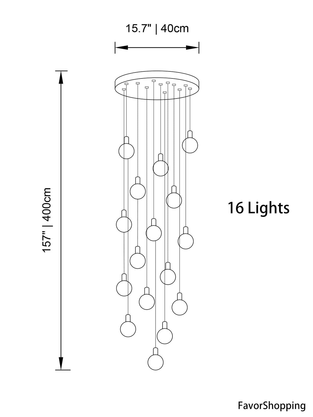 Multi Gold Glass Bubbles Staircase Chandelier