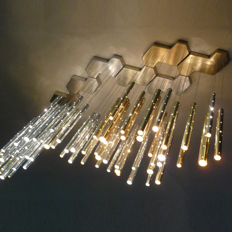 Romantic Long Drop Starlight Cylindrical Chandelier - Luxry Residential Decor