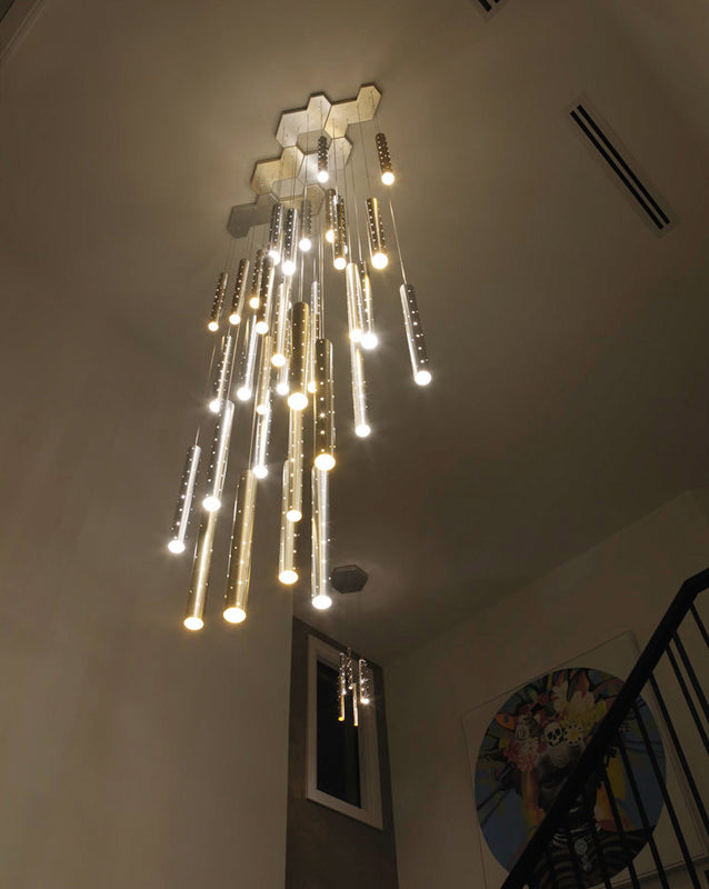 Romantic Long Drop Starlight Cylindrical Chandelier - Luxry Residential Decor