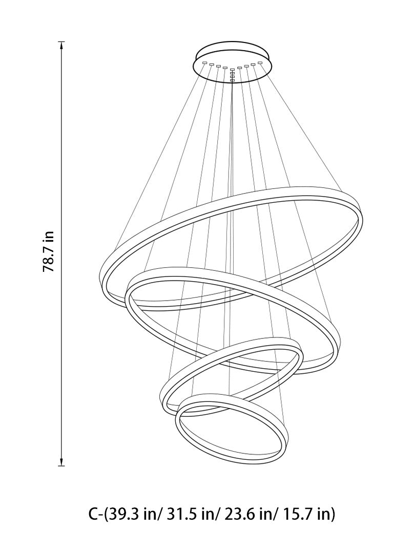 Circle Linear Moderne Leuchte für Wohnzimmer und Foyer mit hohen Decken