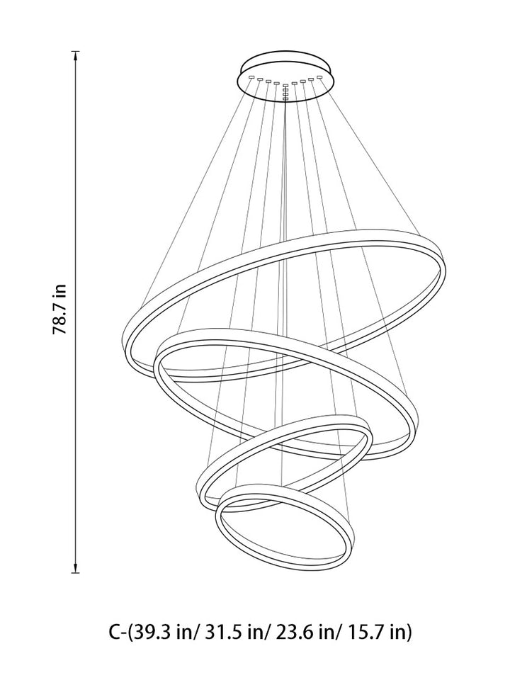 Circle Linear Moderne Leuchte für Wohnzimmer und Foyer mit hohen Decken