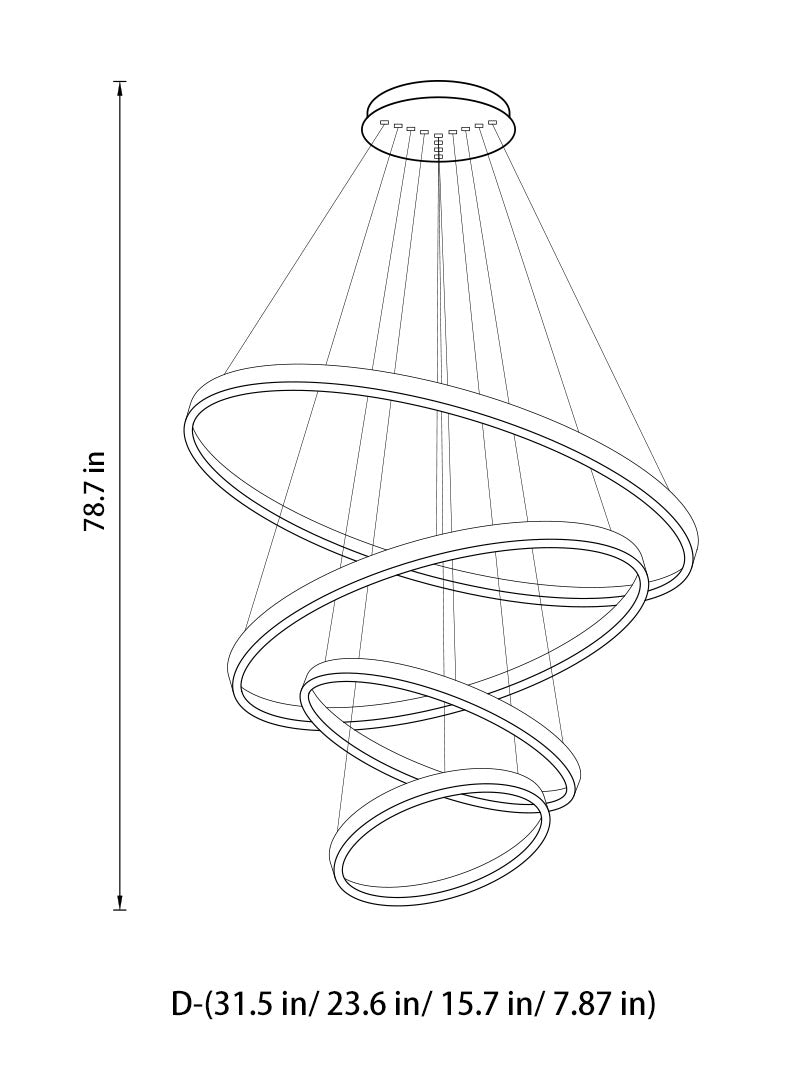 Circle Linear Moderne Leuchte für Wohnzimmer und Foyer mit hohen Decken