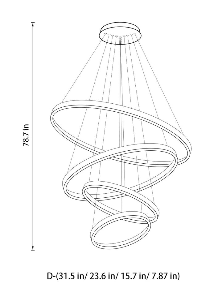 Circle Linear Moderne Leuchte für Wohnzimmer und Foyer mit hohen Decken