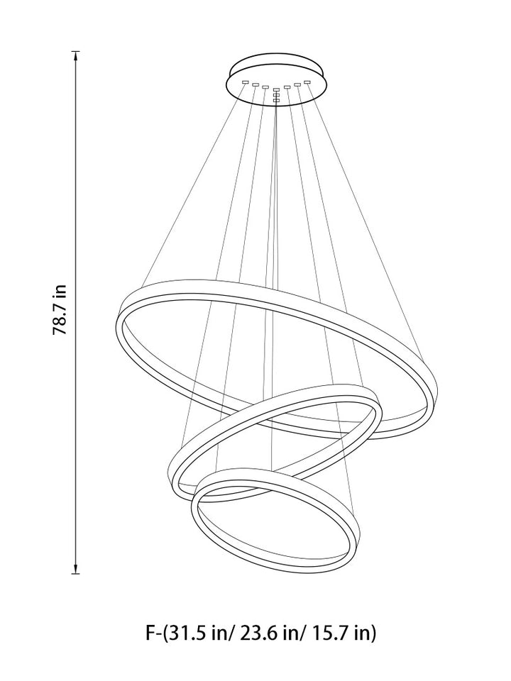 Circle Linear Moderne Leuchte für Wohnzimmer und Foyer mit hohen Decken