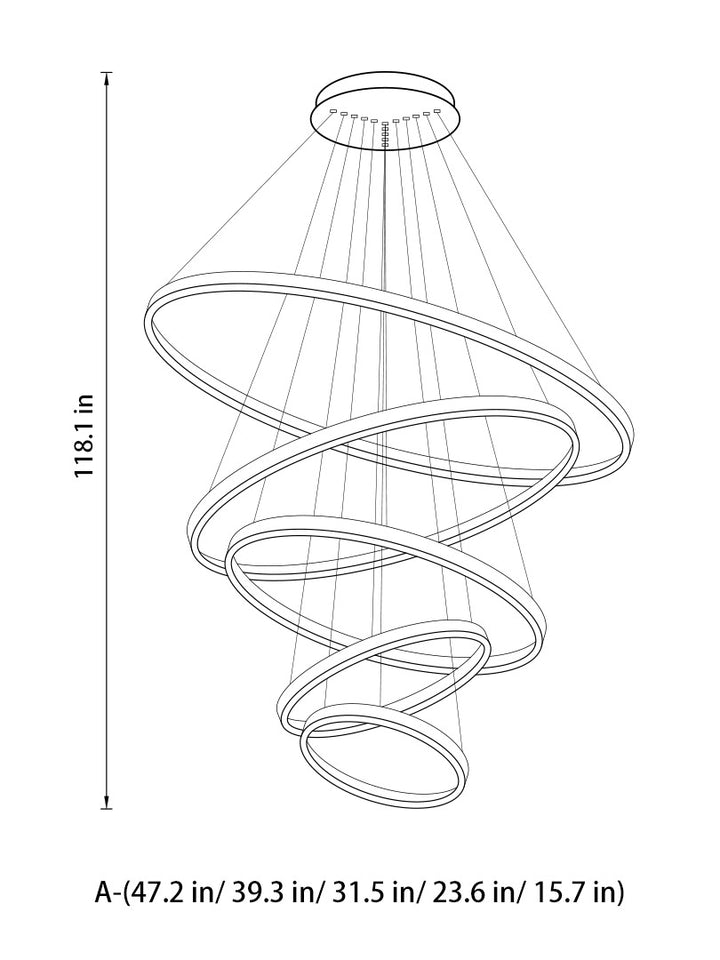 Circle Linear Moderne Leuchte für Wohnzimmer und Foyer mit hohen Decken