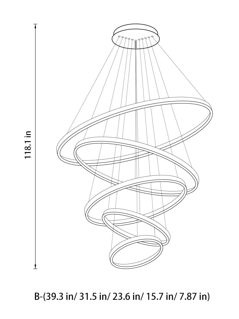Circle Linear Moderne Leuchte für Wohnzimmer und Foyer mit hohen Decken