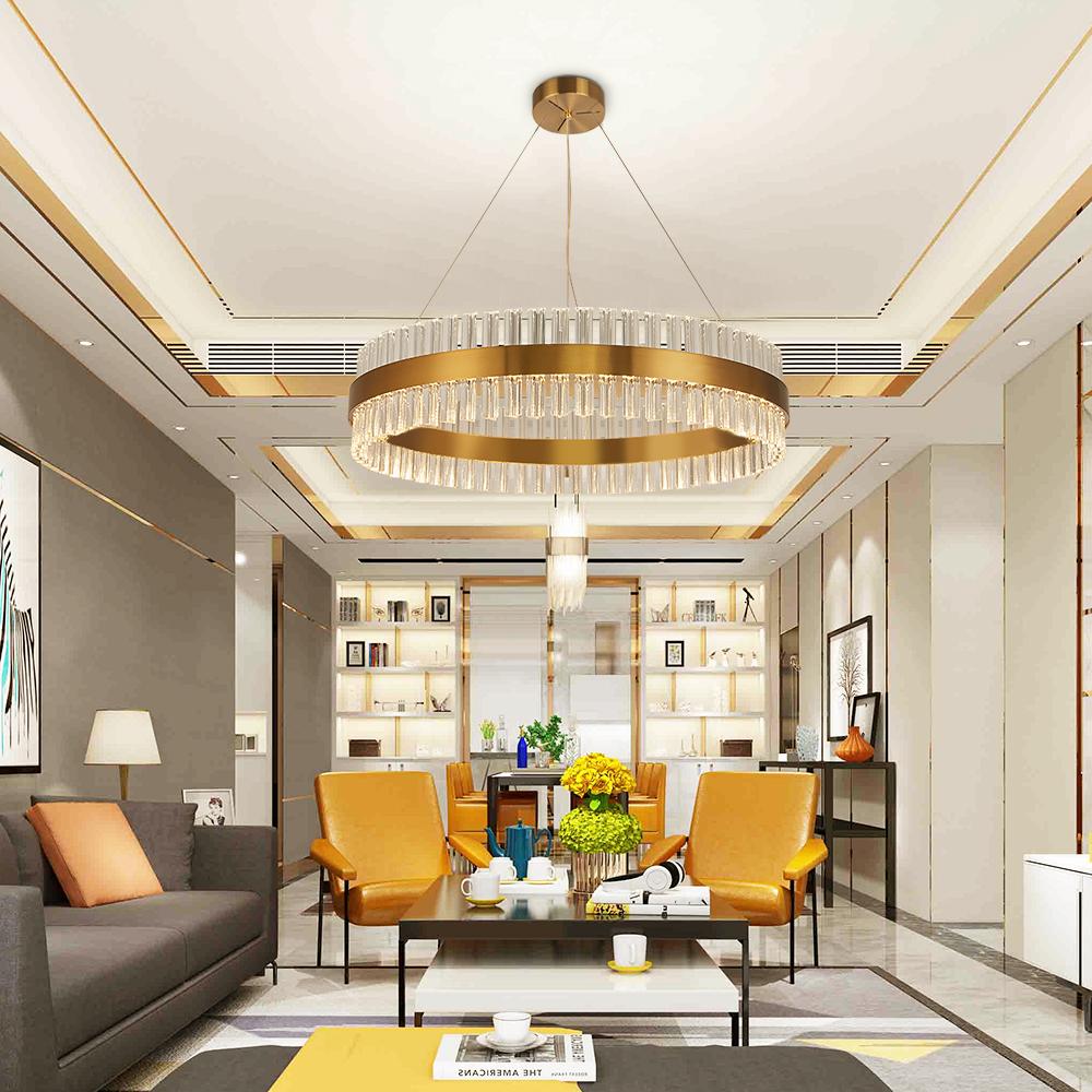 Circle Ring Luxury Crystal Flush Mount Ceiling Light Living Room