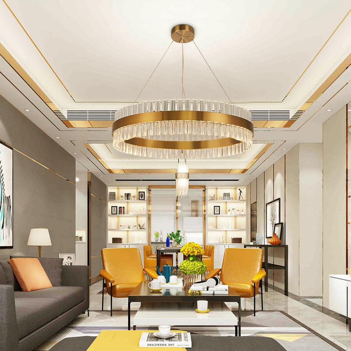 Circle Ring Luxury Crystal Flush Mount Ceiling Light Living Room