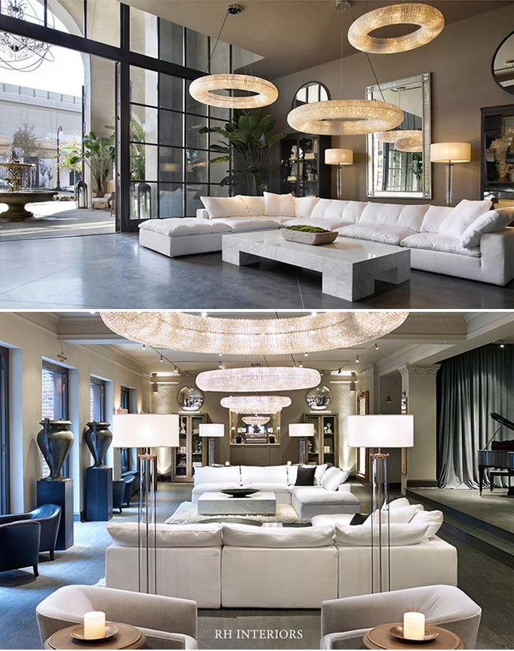 Golden Cloud Ring Crystal Chandelier