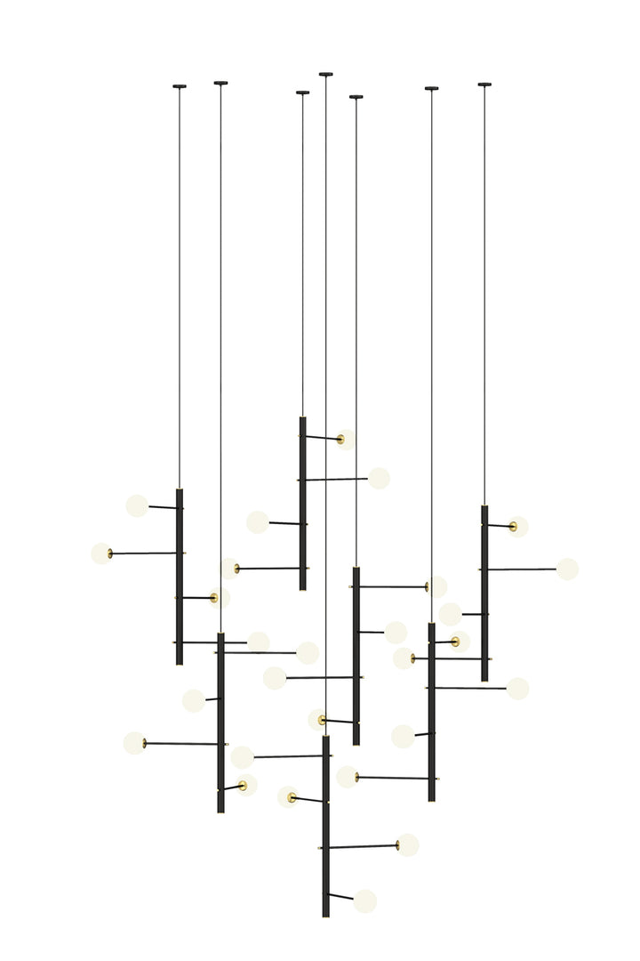 Mondrian Metal Tubular Chandelier Ceiling Light