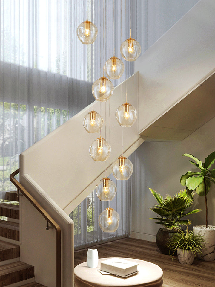 Nordic Raindrop LED Concave Glass Globe Hallway Chandelier
