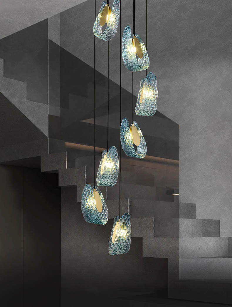 Unique Blue Ocean Diamond Glass Chandelier