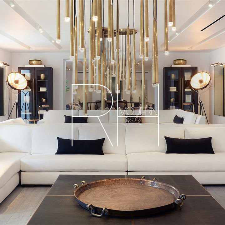 Brass Round Multi-Light Cascading Chandelier for Hallway and Large Entryway