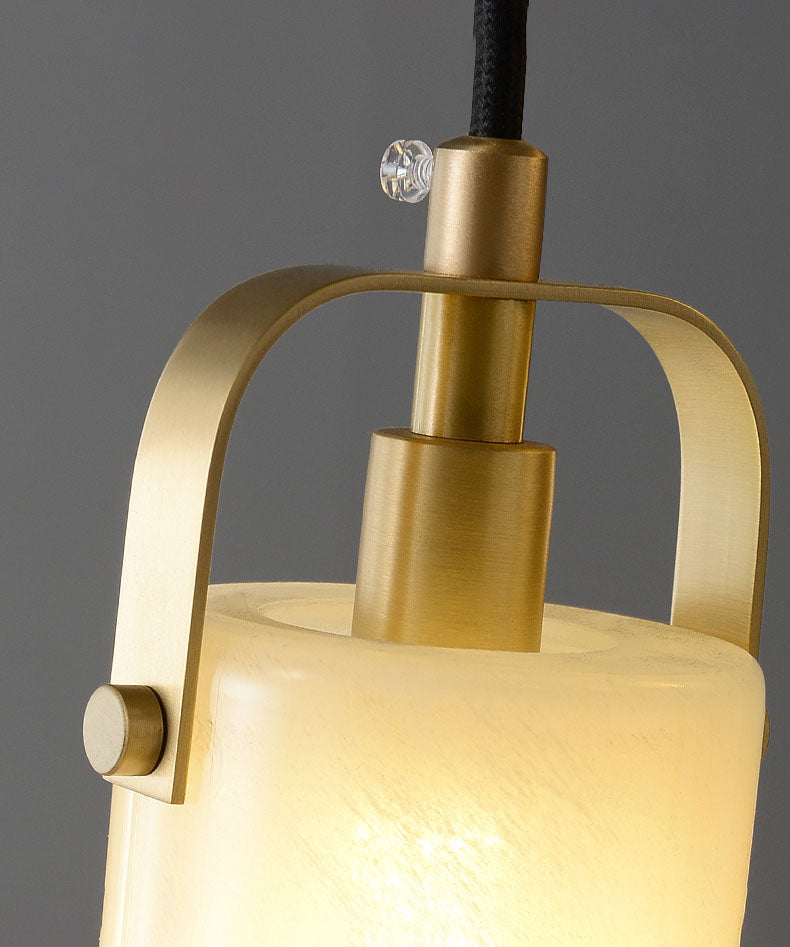 Modern Brass Cylinder Chandelier