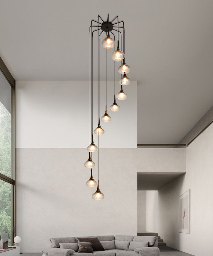 Artistic Grey Frosted Bubble Double Height Chandelier