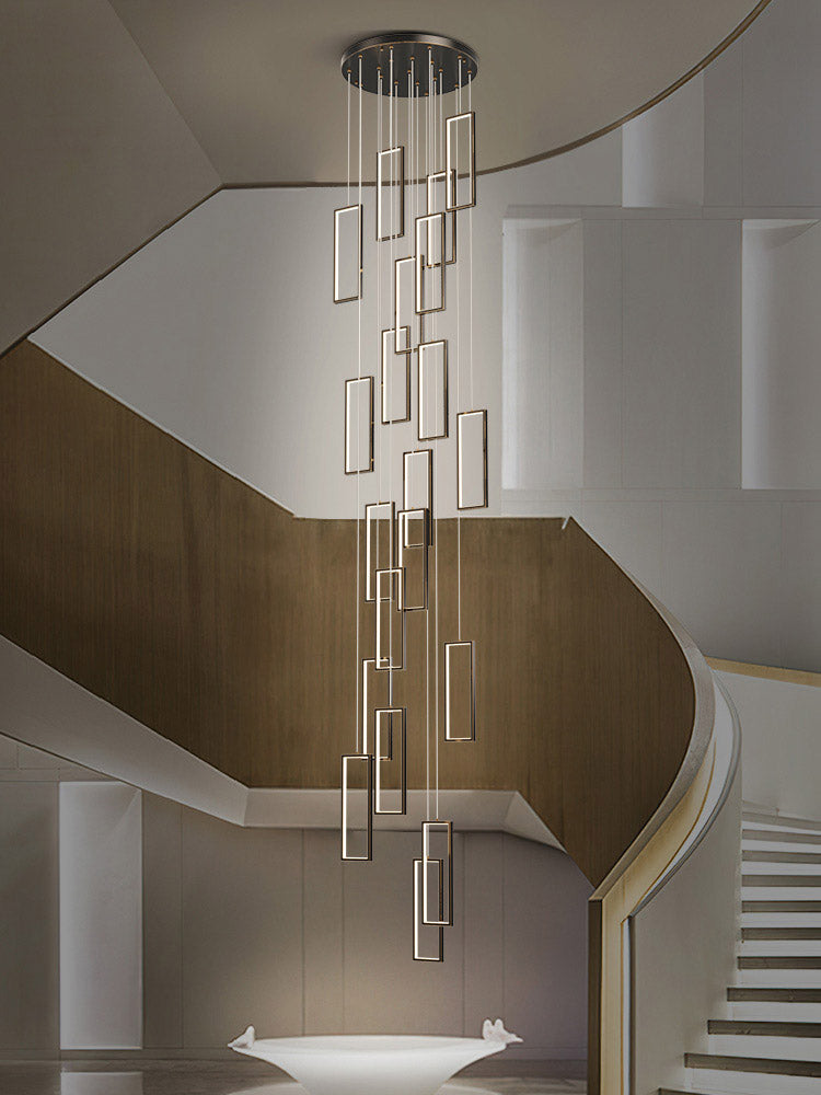 Modern Minimalist Rectangular Led Staircase Chandelier