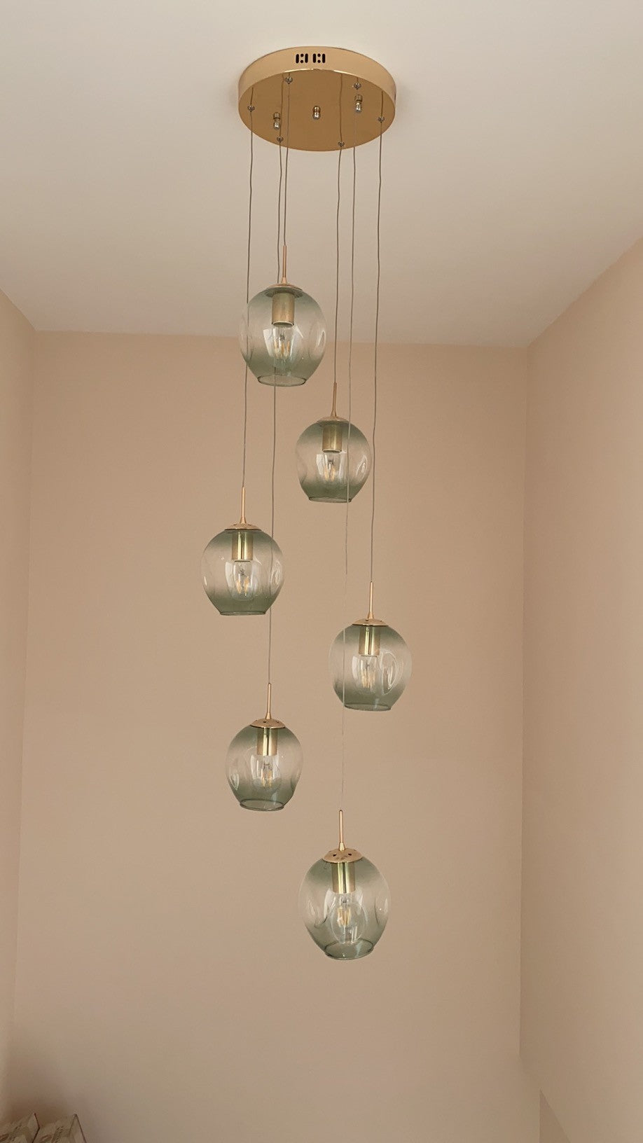 Nordic Raindrop LED Concave Glass Globe Hallway Chandelier