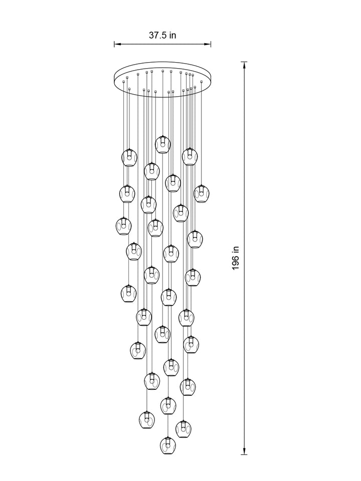 Nordic Raindrop LED-Kronleuchter aus konkaver Glaskugel für den Flur