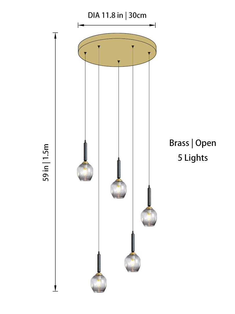 Modern glazen bubbelkroonluchterlicht voor wenteltrap en split-level woning