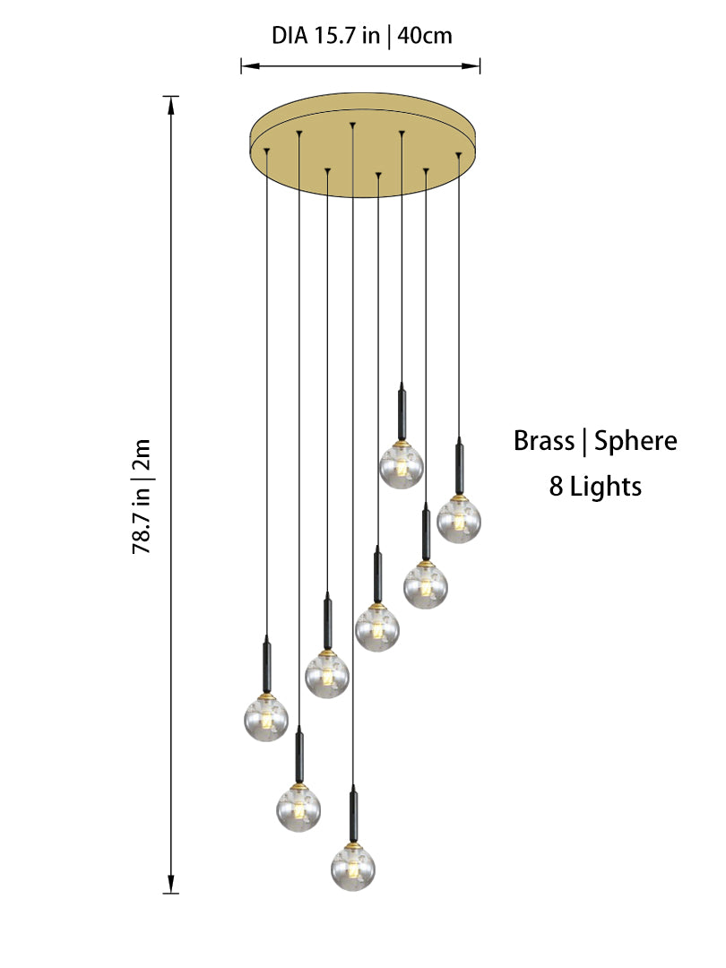 나선형 계단 및 쪼개지는 수준 가정을 위한 현대 유리제 거품 샹들리에 빛