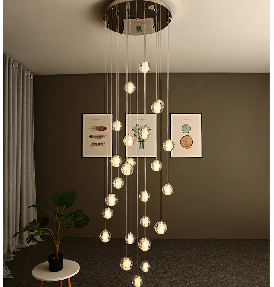 Spiral Mulit-Light Crystal Bubble Chandelier For Large House Lobby and Small Livingroom