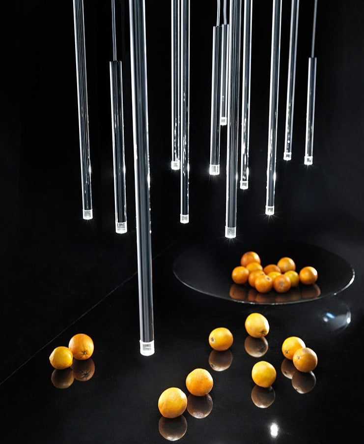 Cluster Tube Contemporary Chandelier for High Ceiling Stairwell Foyer and Lobby