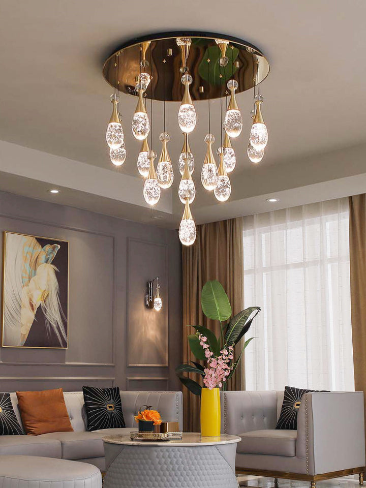 Raindrop Crown Jellyfish Crystal Chandelier for 2 Story Foyer and Hotel Lobby