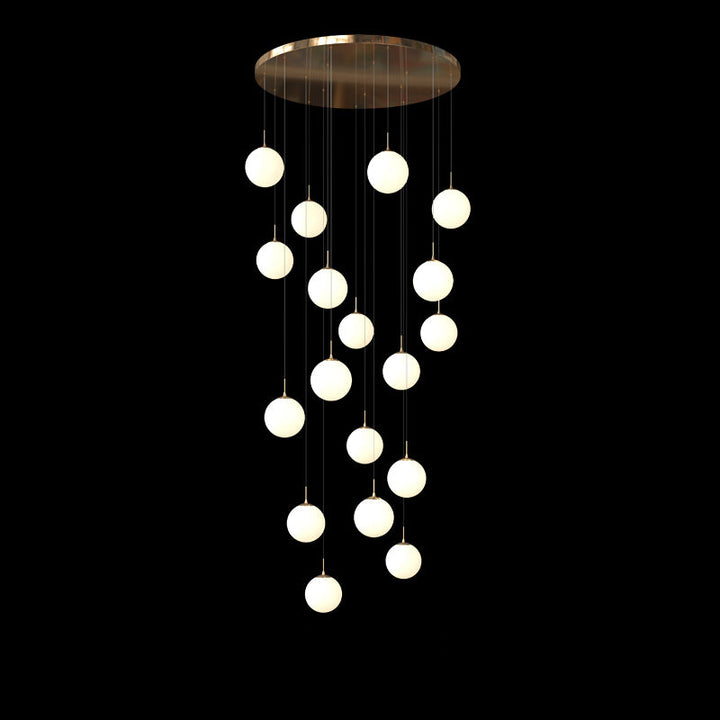 6-Tier Round Raindrop Glass Globe Long Hanging Chandelier - Ceiling Lights