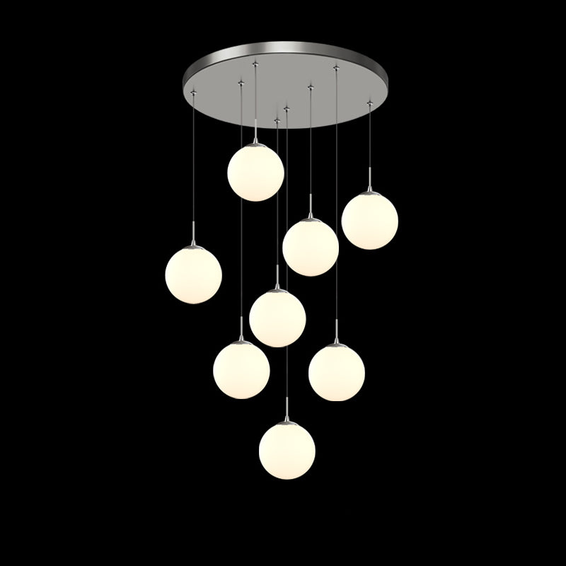 6-Tier Round Raindrop Glass Globe Long Hanging Chandelier - Ceiling Lights