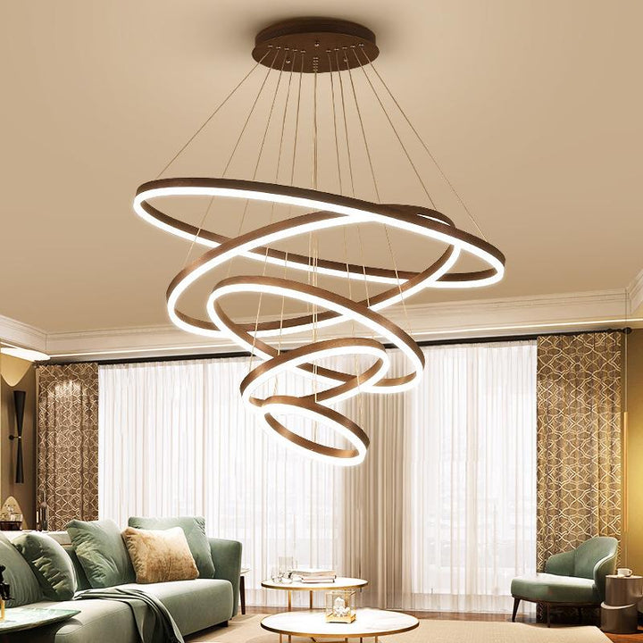 Circle Linear Modern Lighting Fixture for Living Room and High Ceiling Foyer