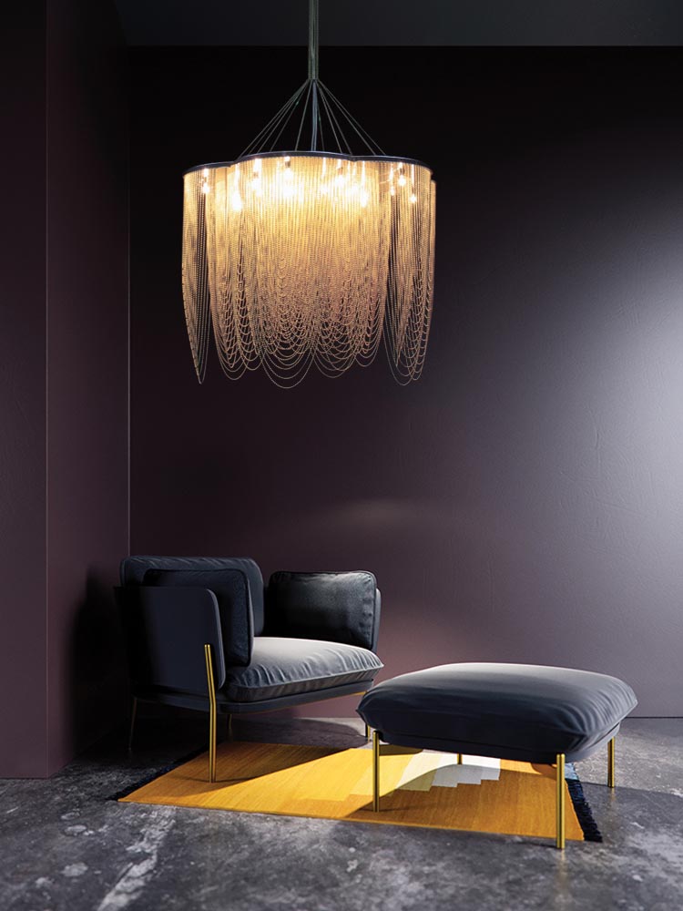 Modern Creative Aluminum Chain Tassel Flower Chandelier