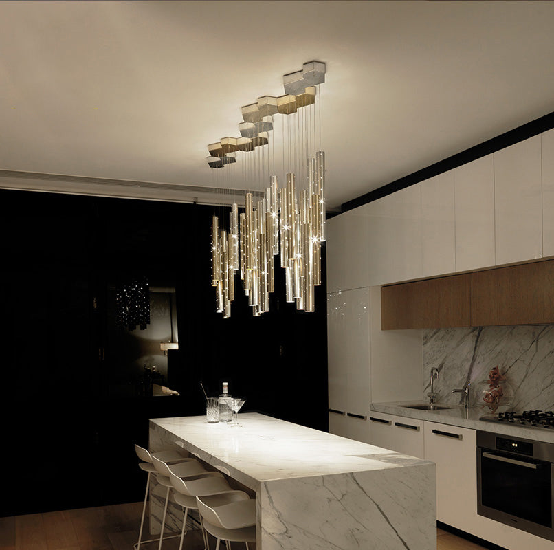 Romantic Long Drop Starlight Cylindrical Chandelier - Luxry Residential Decor