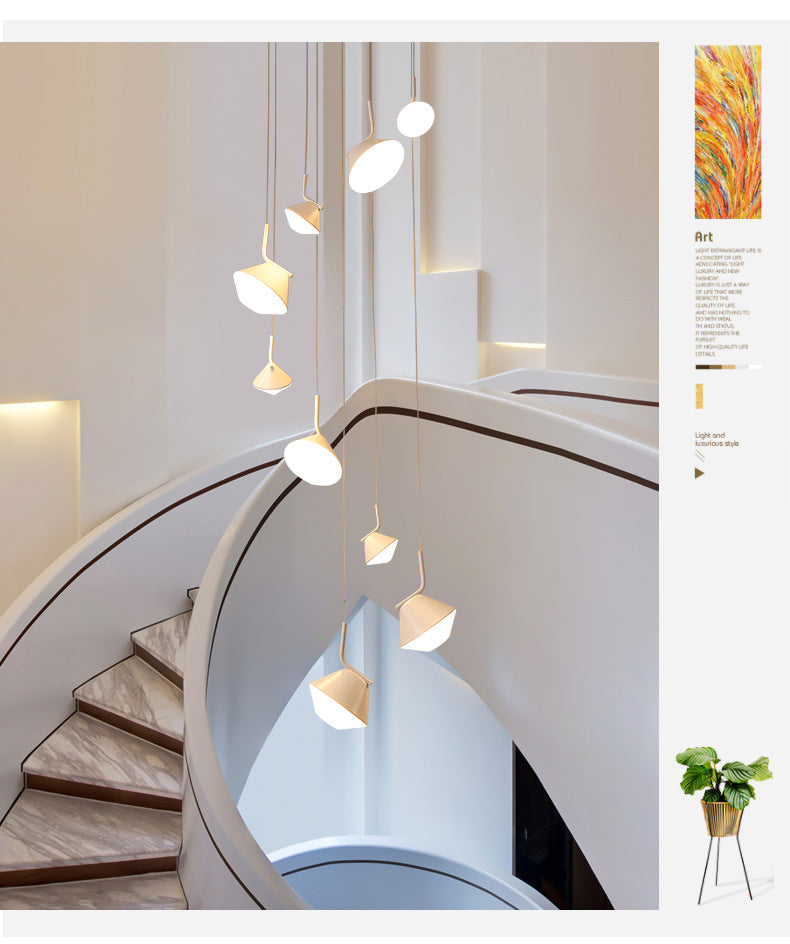 Fashion Flush Mount White Led Staircase Chandelier For Modern Architecture