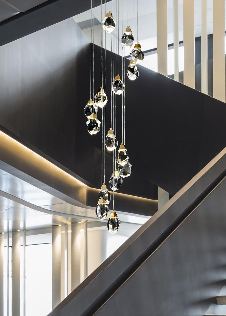 Luxury Raindrop Diamond Crystal Staircase Chandelier - Home Innovation Design