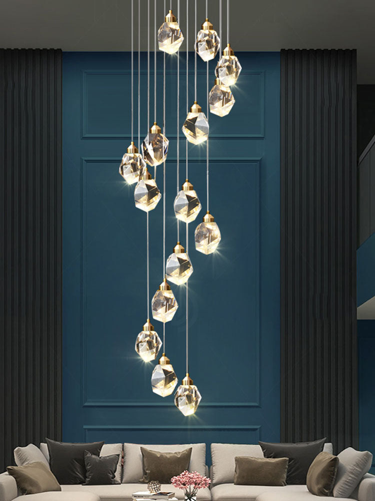 Luxury Raindrop Diamond Crystal Staircase Chandelier - Home Innovation Design