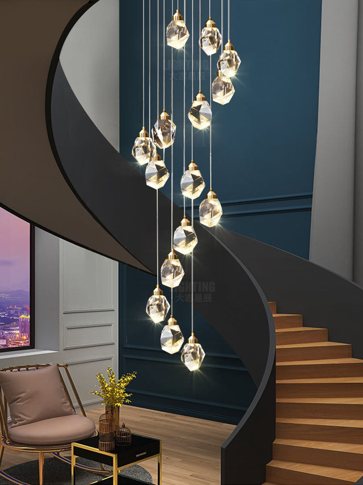 Luxury Raindrop Diamond Crystal Staircase Chandelier - Home Innovation Design