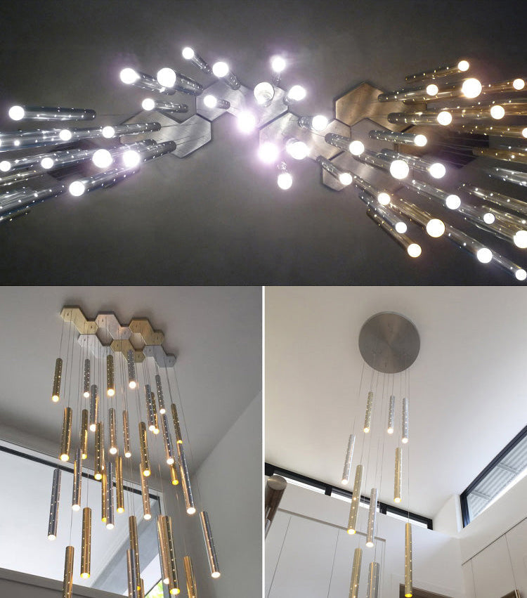 Romantic Long Drop Starlight Cylindrical Chandelier - Luxry Residential Decor